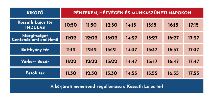 Hétvégi menetrend